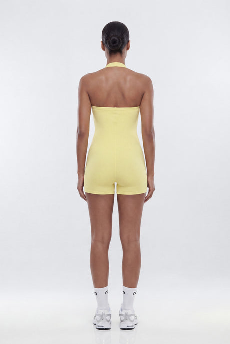 CloudForm™ 3″ Halter Romper - Yellow