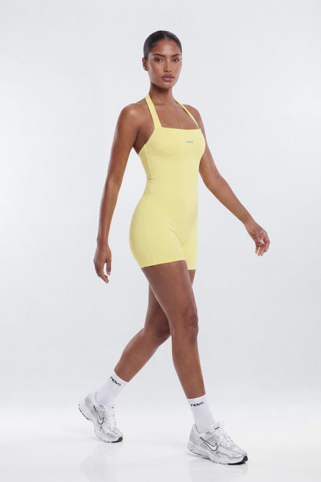 CloudForm™ 3″ Halter Romper - Yellow