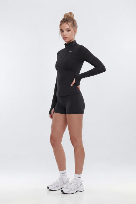 CloudForm™ Mock Neck Zip Up Jacket - Black