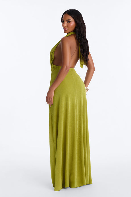 Untouchable Energy Slinky Maxi Dress - Chartreuse