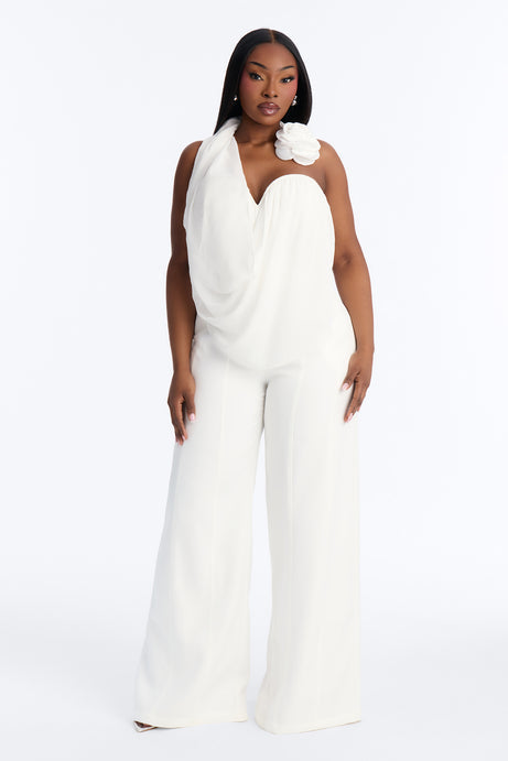 Celeste Bloom Draped Pant Set - White