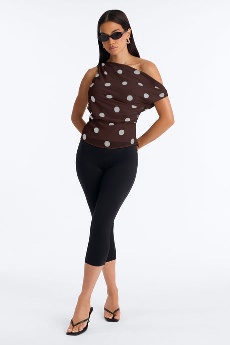Just Being Me Polka Dot Chiffon Top - Brown/combo