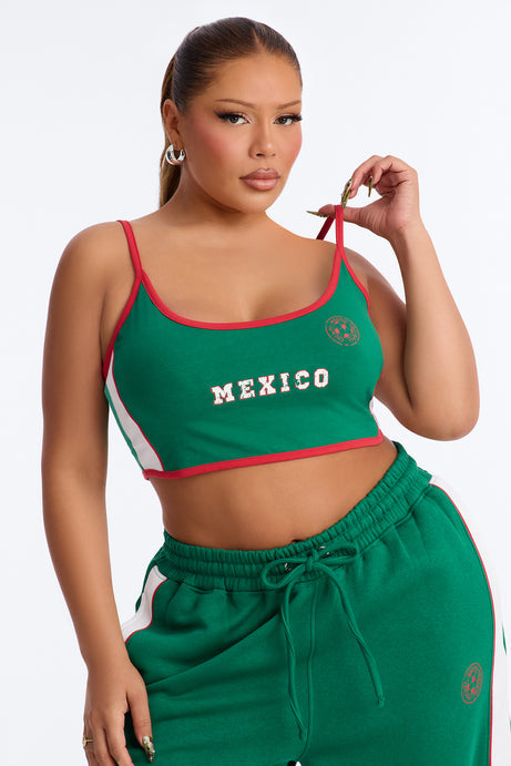Go Mexico Fleece Barrel Pant Set - Green/combo