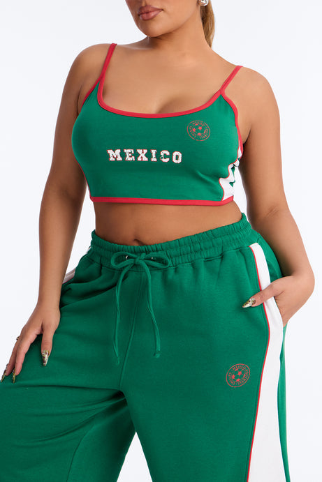 Go Mexico Fleece Barrel Pant Set - Green/combo