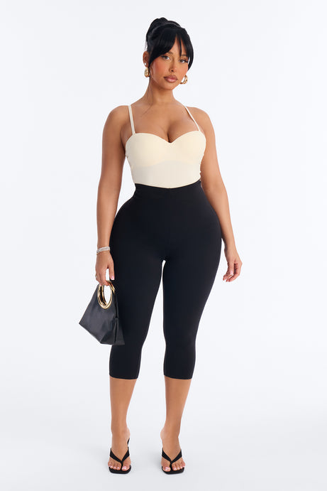 Josie Padded Sweetheart Neck Spaghetti Strap Bodysuit - Cream