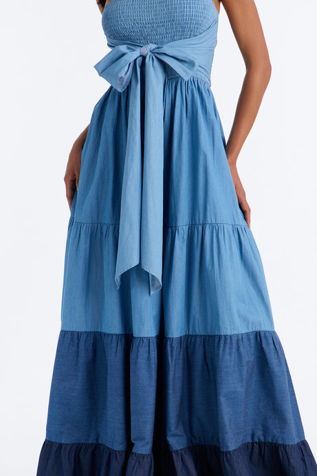 Tier Me Out Wide Leg Jumpsuit - Denim