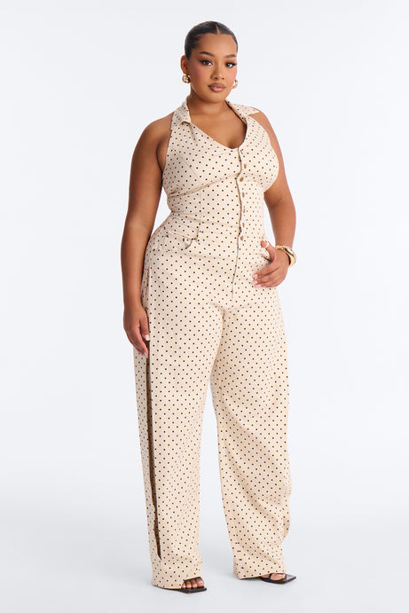 Bella Polka Dot Barrel Jumpsuit - Cream