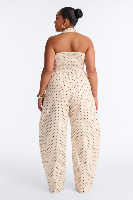 Bella Polka Dot Barrel Jumpsuit - Cream