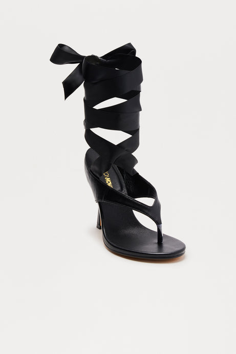 Felia Ribbon Wrap Up Heels - Black
