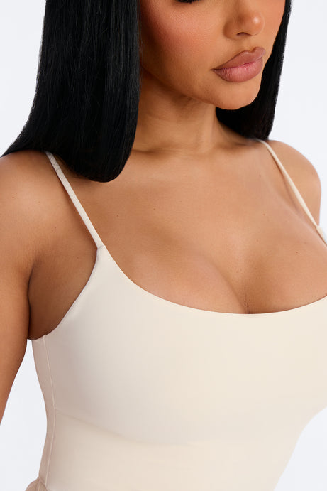 Second Skin Double Lined Square Neck Cami Bodysuit - Bone