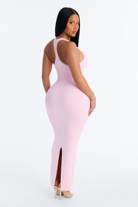 Second Skin Double Lined U Neck Racerback Maxi Dress - Light Pink