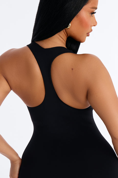 Second Skin Double Lined U Neck Racerback Maxi Dress - Black