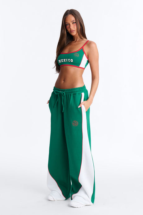Go Mexico Fleece Barrel Pant Set - Green/combo