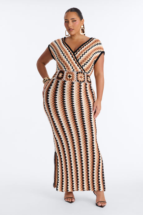 Palm Royale Sweater Maxi Dress - Taupe/combo