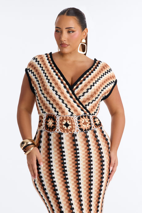 Palm Royale Sweater Maxi Dress - Taupe/combo