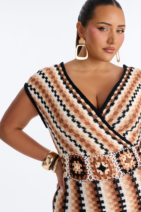 Palm Royale Sweater Maxi Dress - Taupe/combo