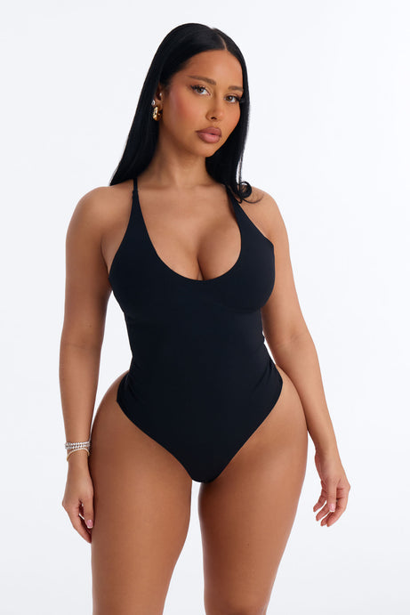 Dani Scoop Neck Seamless Bodysuit - Black