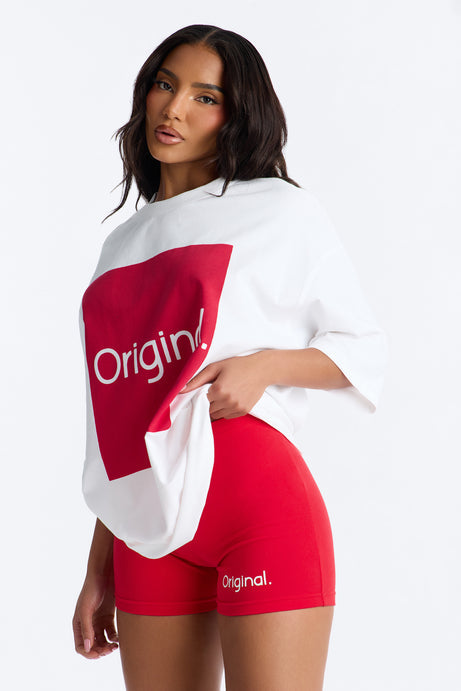 So Original Oversized T-Shirt Short Set - Red/White