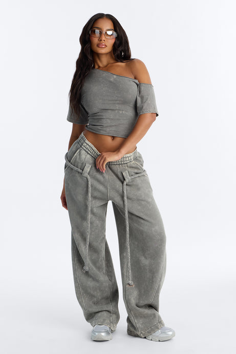 Mia Washed Fleece Pant Set - Moss
