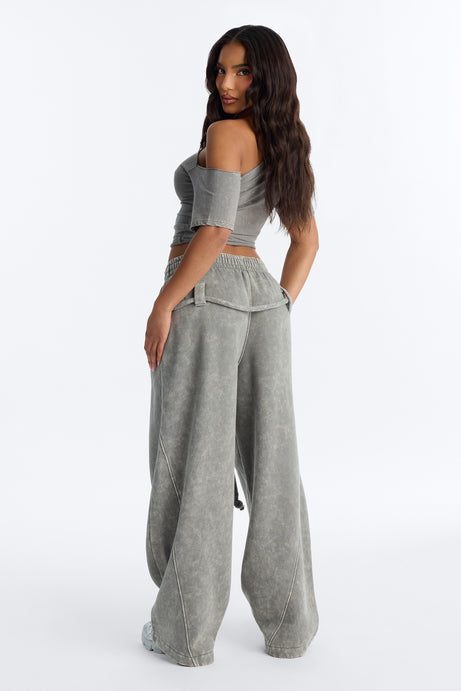 Mia Washed Fleece Pant Set - Moss