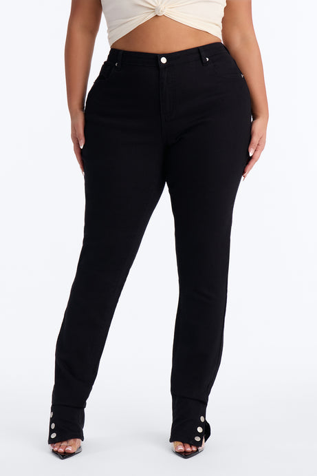 Siena Straight Leg Button Stacked Pant - Black
