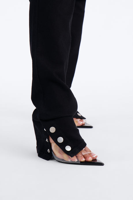 Siena Straight Leg Button Stacked Pant - Black