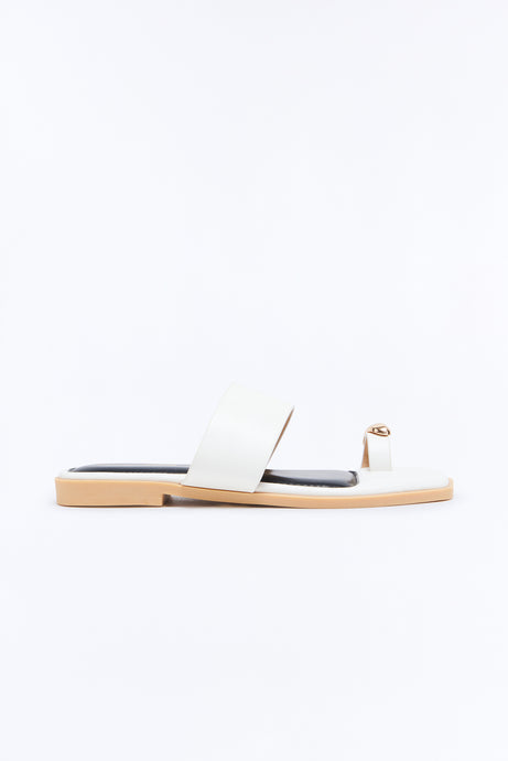 Kamila Hardware Toe Ring Sandals - White