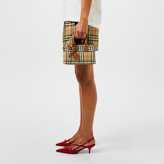Women's Checked Cotton Mini Bowling Bag