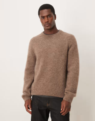 ARKET alpaca and wool jumper with crew neck in mole brown