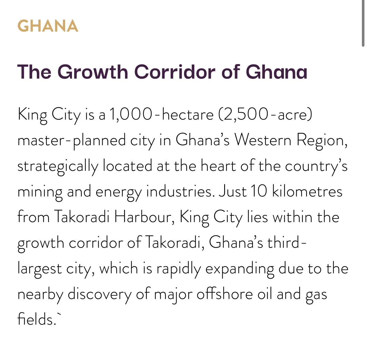 King City — 2515 Acres Serviced Plots for Sale — Masterplanned Mixed-Use City — Oil City Takoradi Ghana