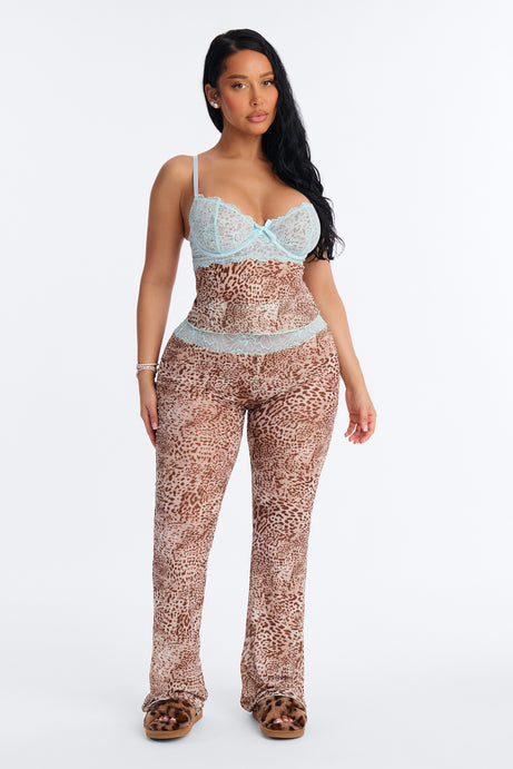 Lola 2 Piece Leopard Mesh PJ Cami Set - Blue/combo