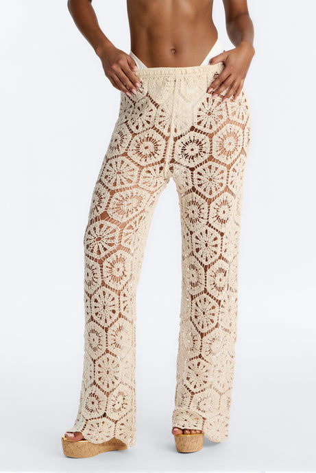 Salina Crochet Cover Up Pants - Cream