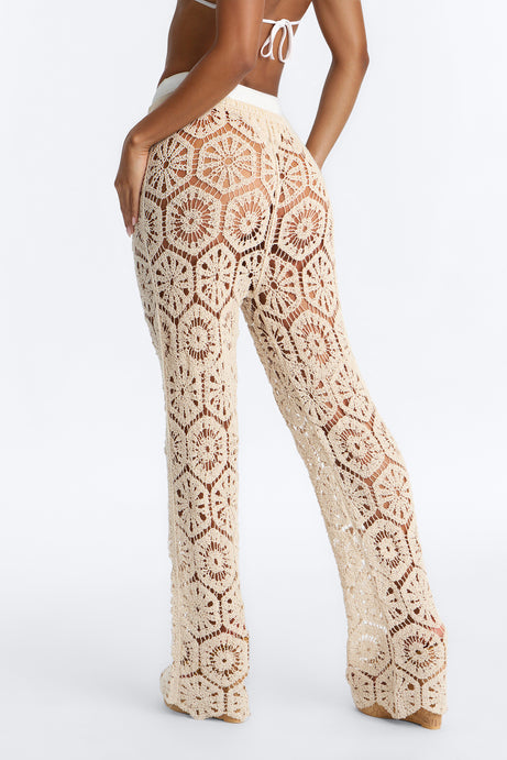 Salina Crochet Cover Up Pants - Cream