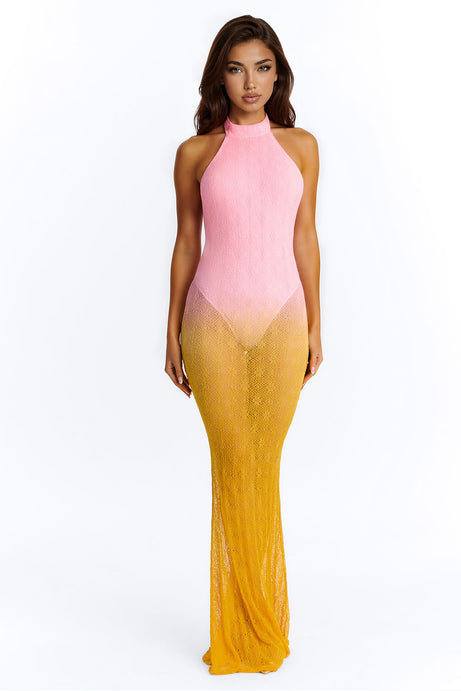 Summer Sunsets Ombre Crochet Maxi Dress - Pink/combo