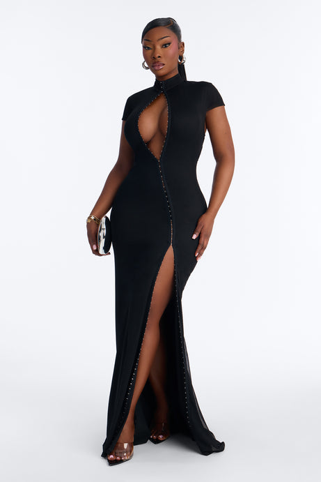 Body Talk Hook and Eye Maxi Dress - Black