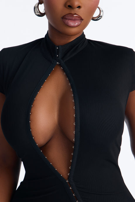 Body Talk Hook and Eye Maxi Dress - Black