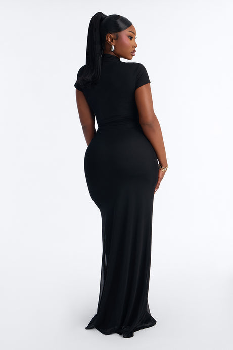 Body Talk Hook and Eye Maxi Dress - Black