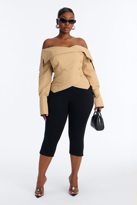 Olivia Off The Shoulder Trench Jacket - Khaki
