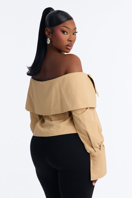 Olivia Off The Shoulder Trench Jacket - Khaki