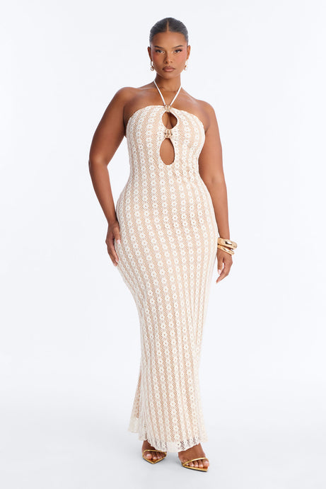 After Sunset Crochet Maxi Dress - Cream