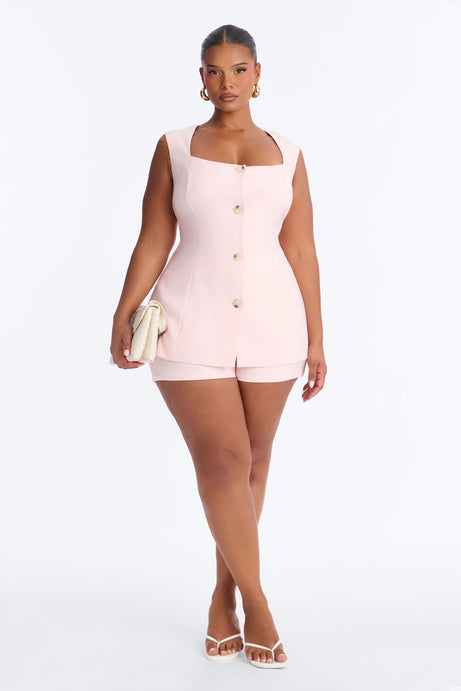 Janet Sleeveless Romper - Pink