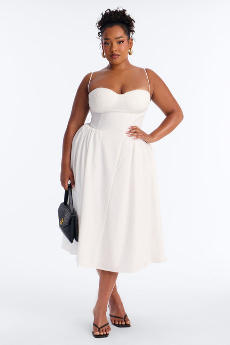 Sweet Love Corset Midi Dress - White