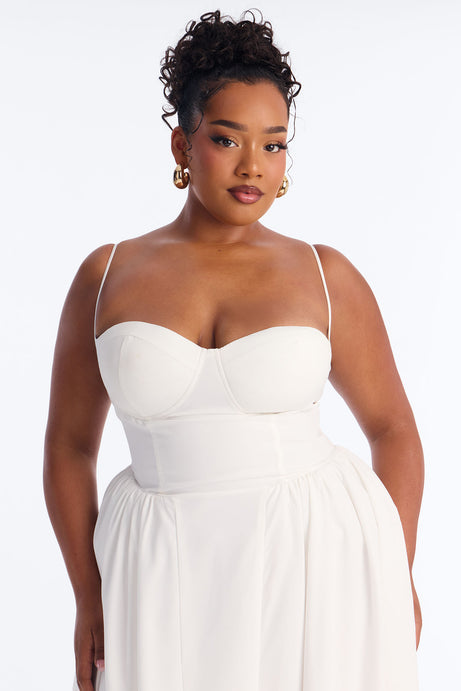 Sweet Love Corset Midi Dress - White
