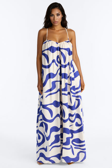 Summer Btreeze Wide Leg Jumpsuit - Blue