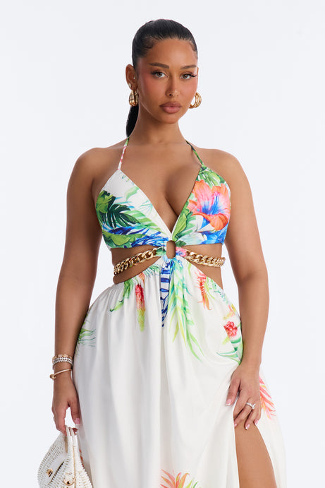 Sweet Like Me Halter Maxi Dress - White/combo
