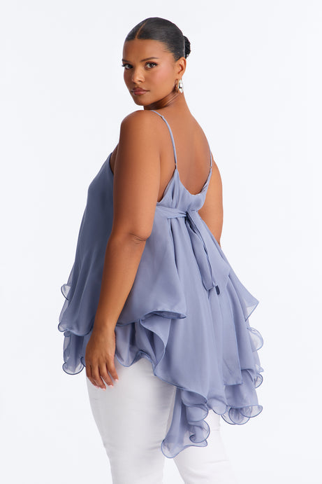 Nadia Ruffle Extreme Ruffle Cami Top - Slate Blue