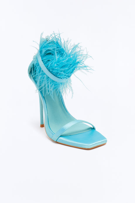 Gatsby Feather Stiletto Heels - Turquoise