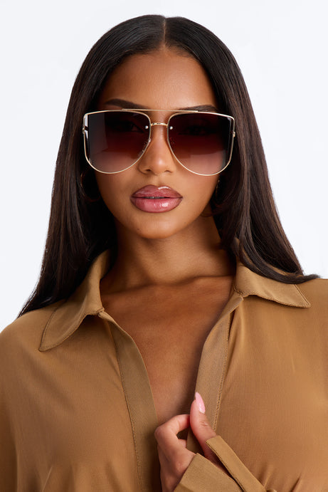 Showing Up Sunglasses - Gold/Brown