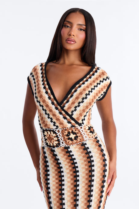 Palm Royale Sweater Maxi Dress - Taupe/combo