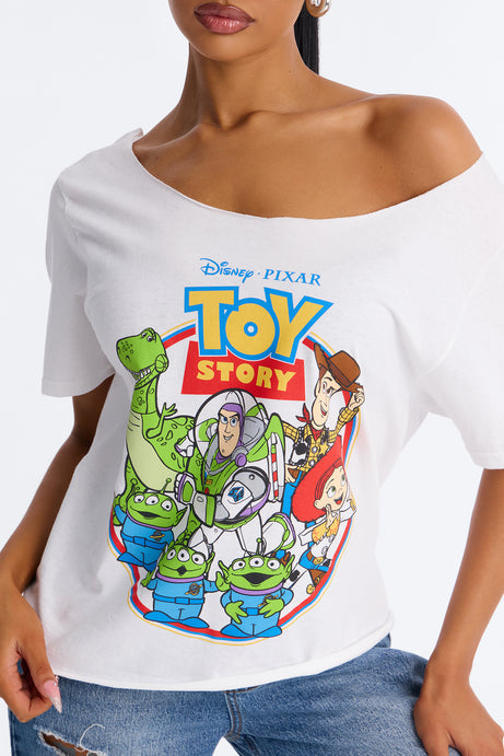 Toy Story Movie Off Shoulder Tee - White